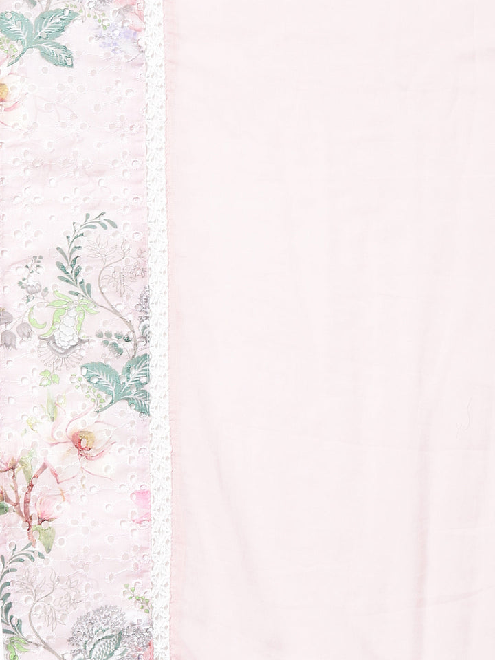 Neerus Pink cotton printed straight suit set - detail view 5