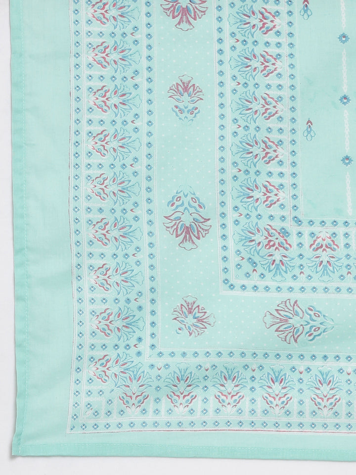 Neerus Green cotton panelled straight suit set - detail view 4