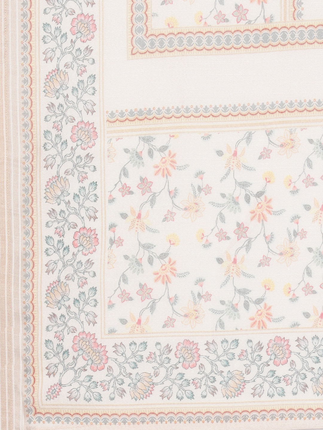 Neerus White printed straight suit set with dupatta - detail view 5