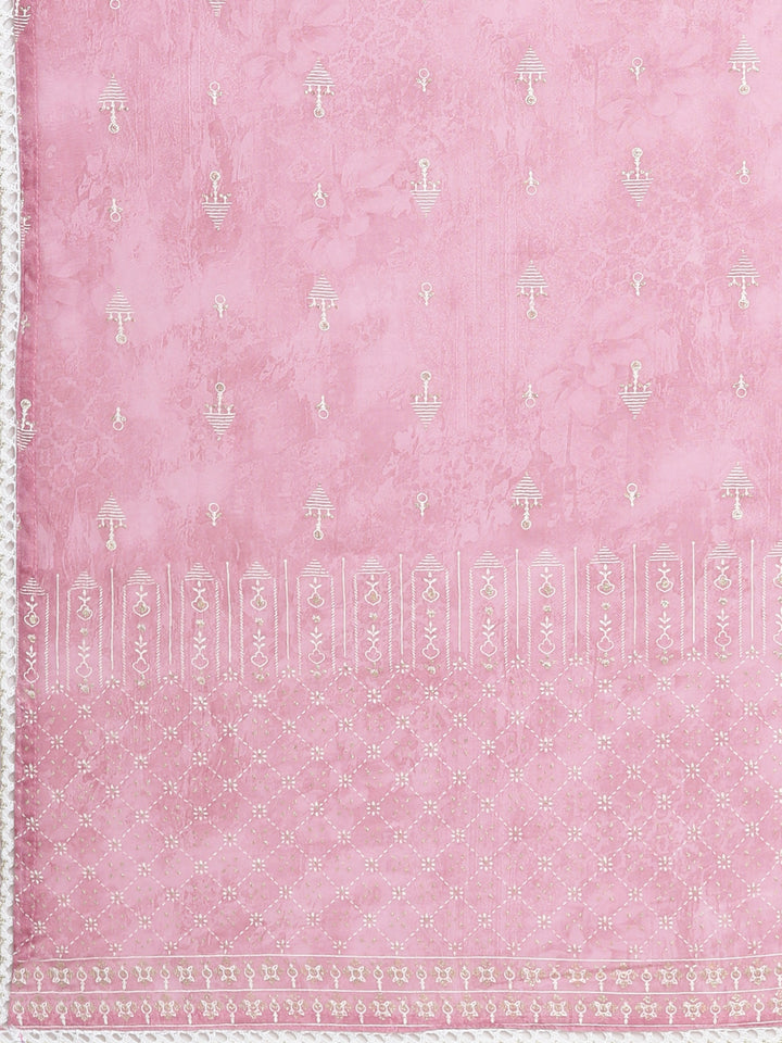 Neerus Pink cotton printed suit set - detail view 4