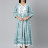 Neerus Turquoise Blue Straight Casual Floral Straight Kurtas