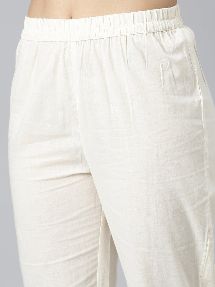 Neerus White printed straight suit set - detail view 3
