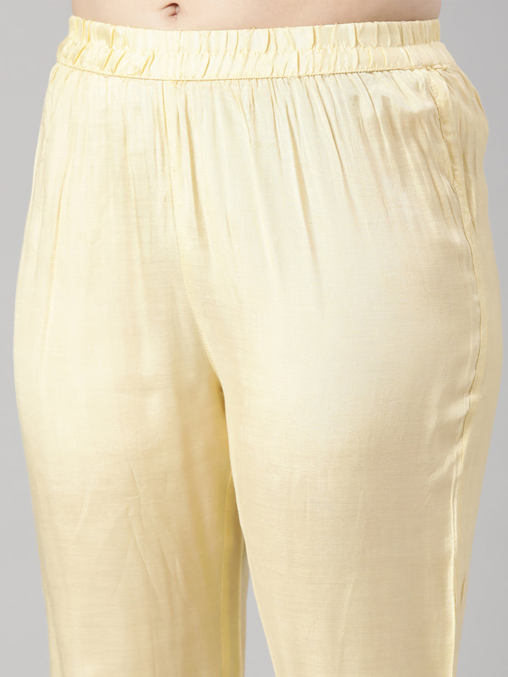 Neerus Yellow Regular Straight Floral Readymade suits