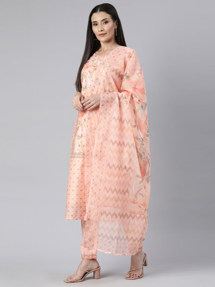 Neerus Orange printed floral suit set - detail view 1