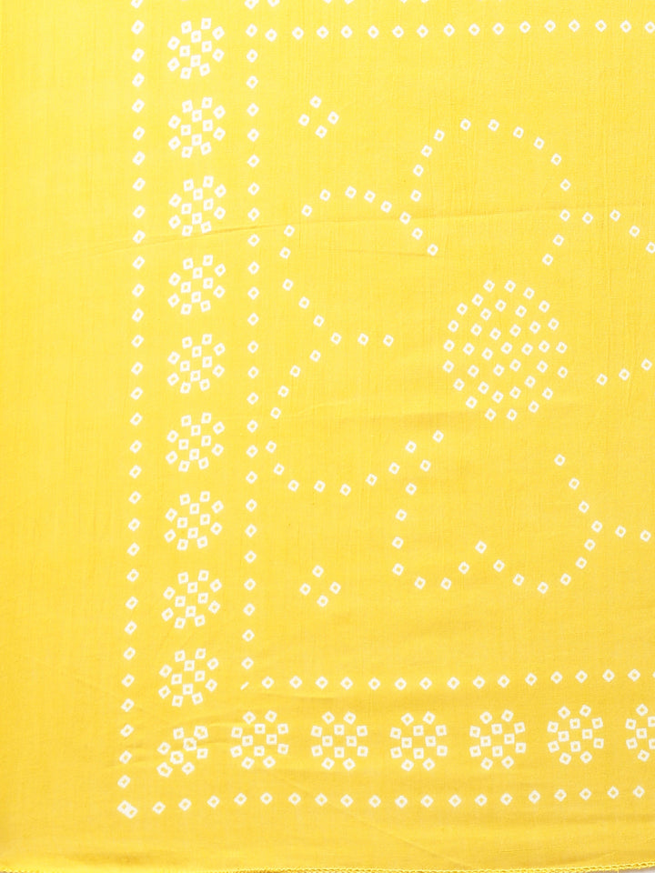 Neerus Mustard Printed Straight Kurta and Trousers With Dupatta