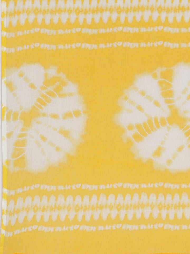 Neerus Mustard Printed Straight Kurta and Trousers With Dupatta