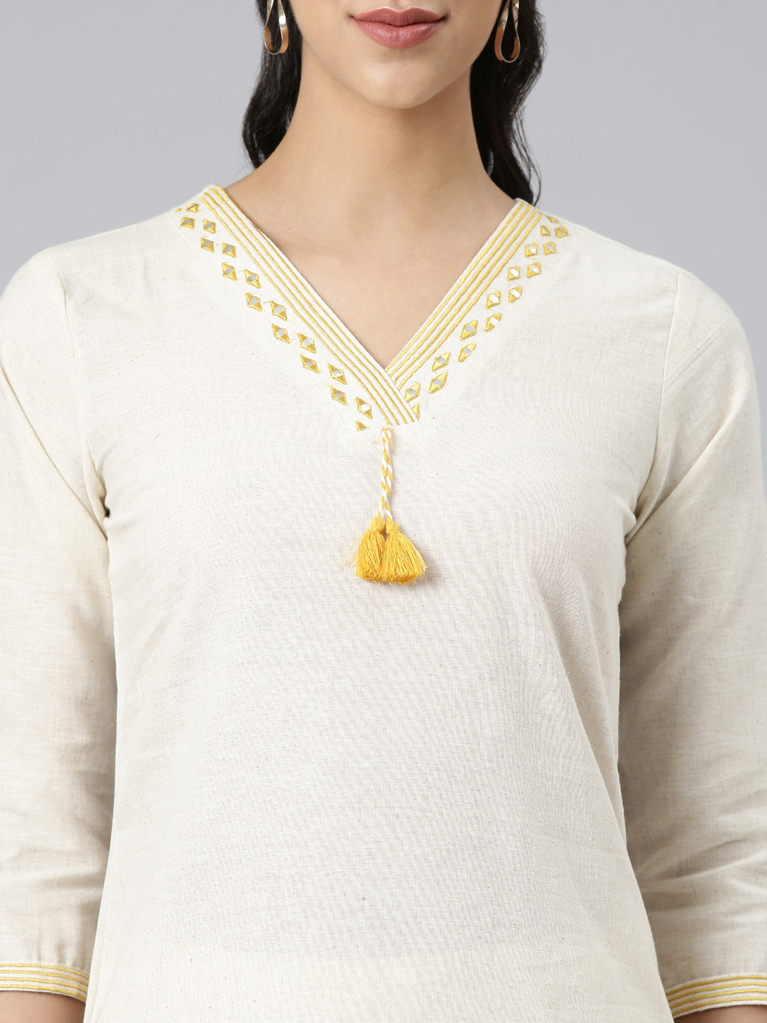 Neerus Yellow Printed Straight Kurta and Trousers