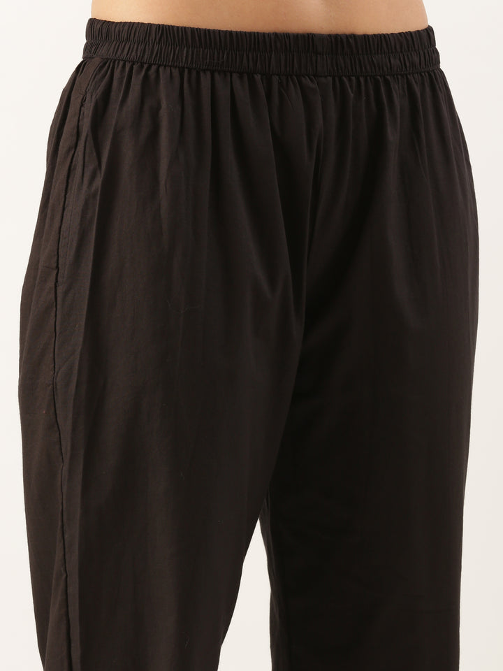 Black Chikan Anarkali Three Piece Suit Set