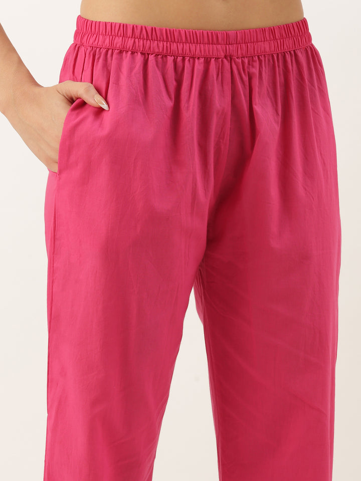 Pink Chikan Anarkali Three Piece Suit Set