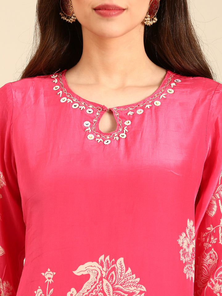 Rani crepe digital printed hand embroidery three piece suit set