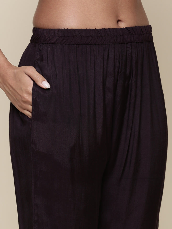 Deep wine Digital printed Three piece suit set