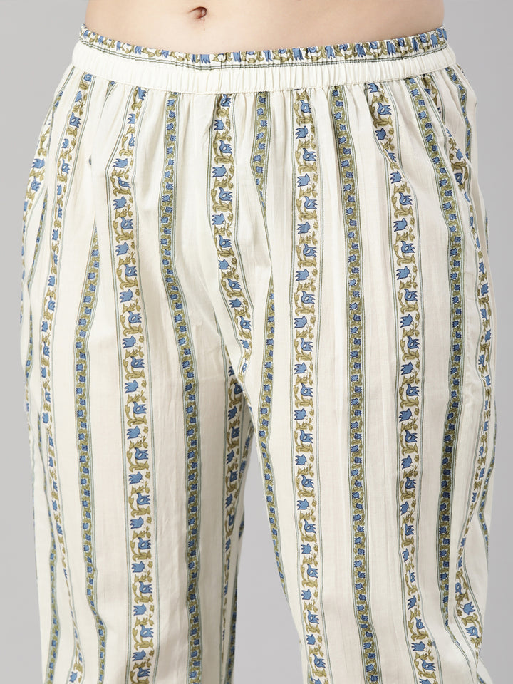 Neerus Green rayon printed suit set - detail view 2