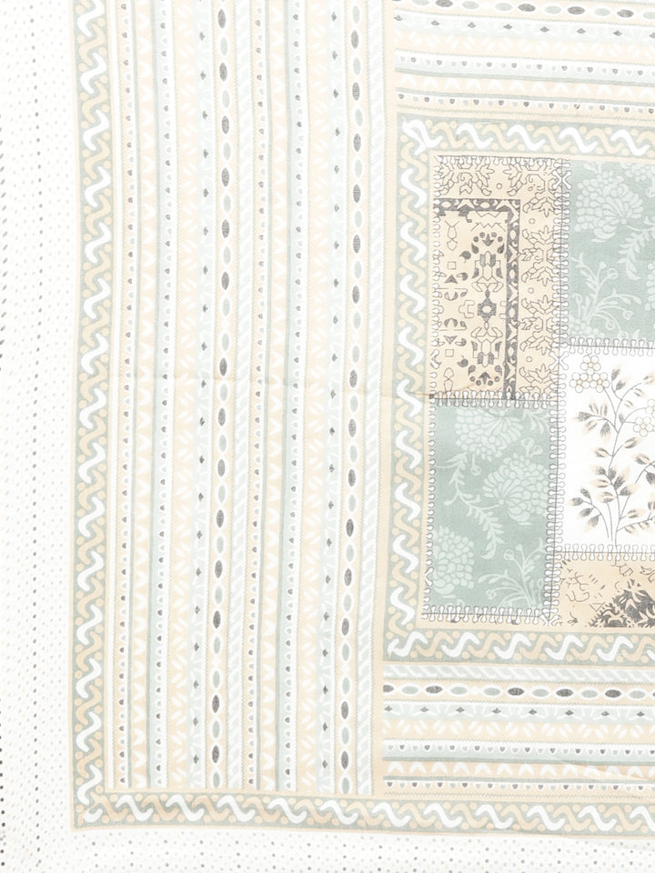 Neerus Beige Panelled Straight Colourblocked Kurta And  Trousers With Dupatta