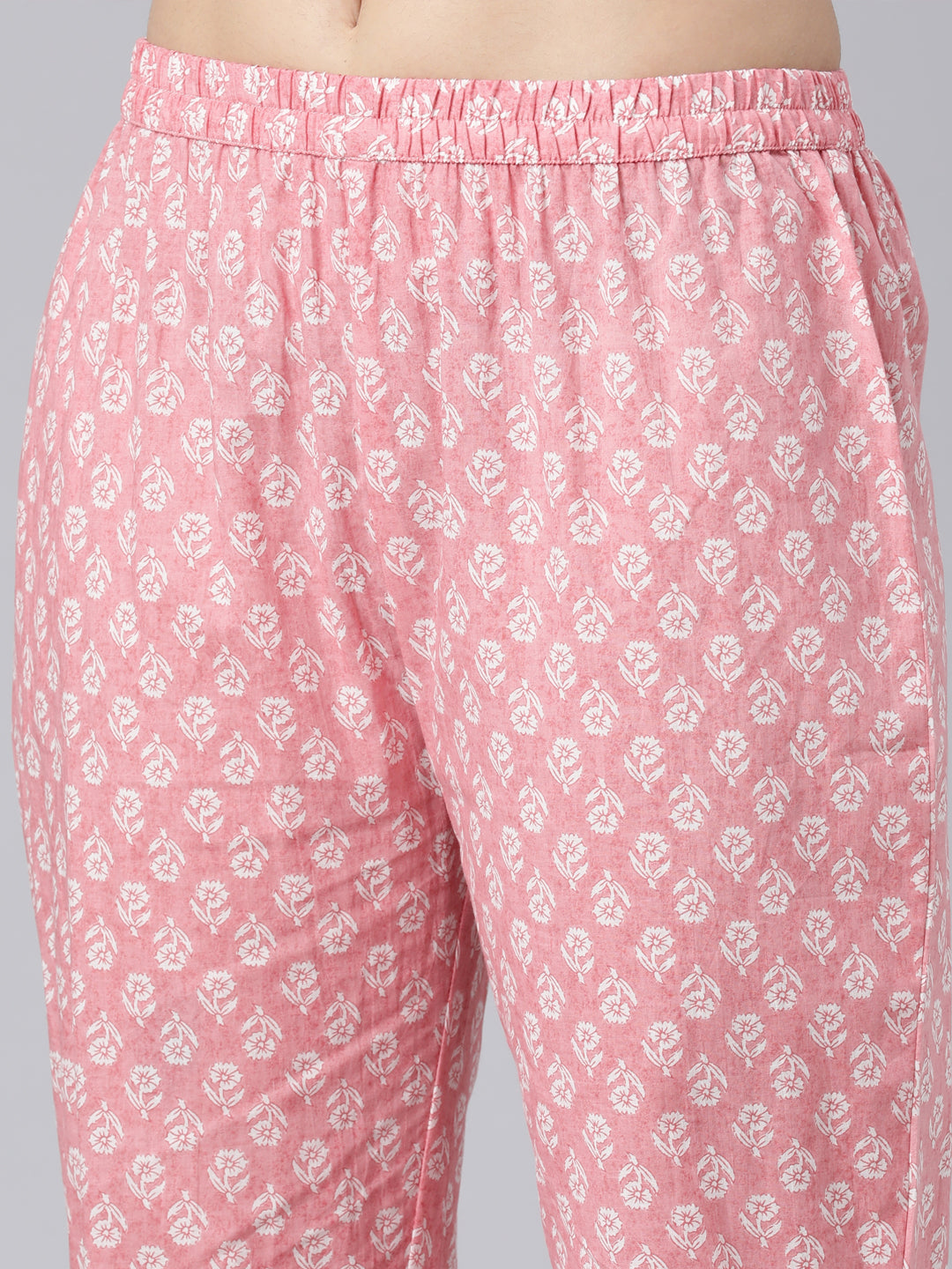 Neerus Pink cotton printed suit set - detail view 4