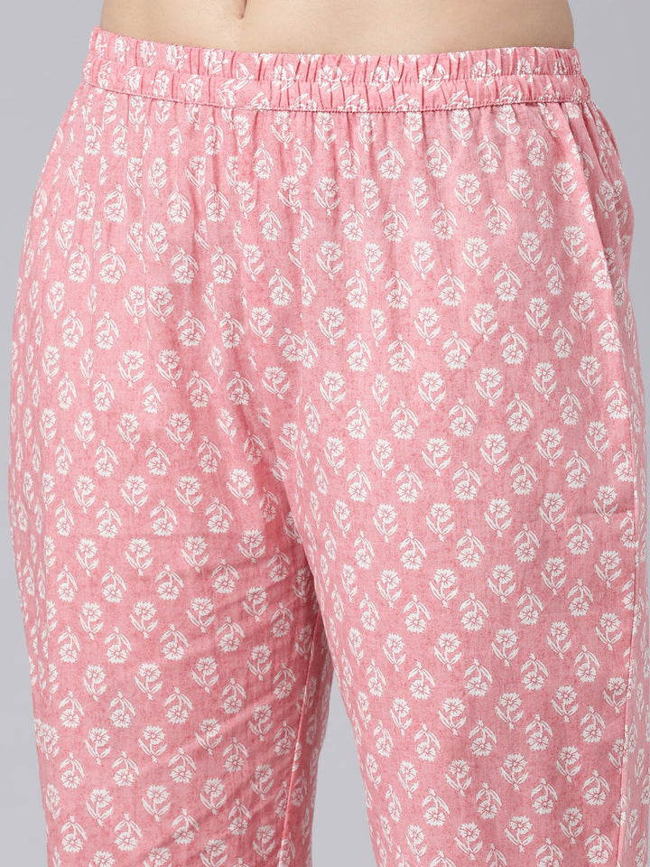 Neerus Pink cotton printed suit set - detail view 4