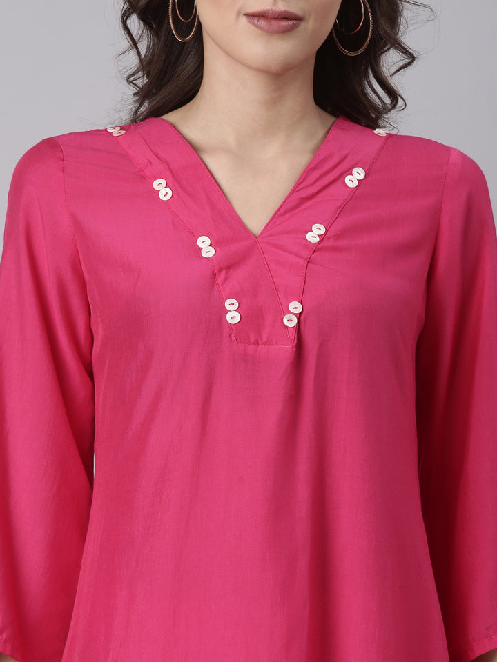 Magenta Muslin C Cut Two Piece Set