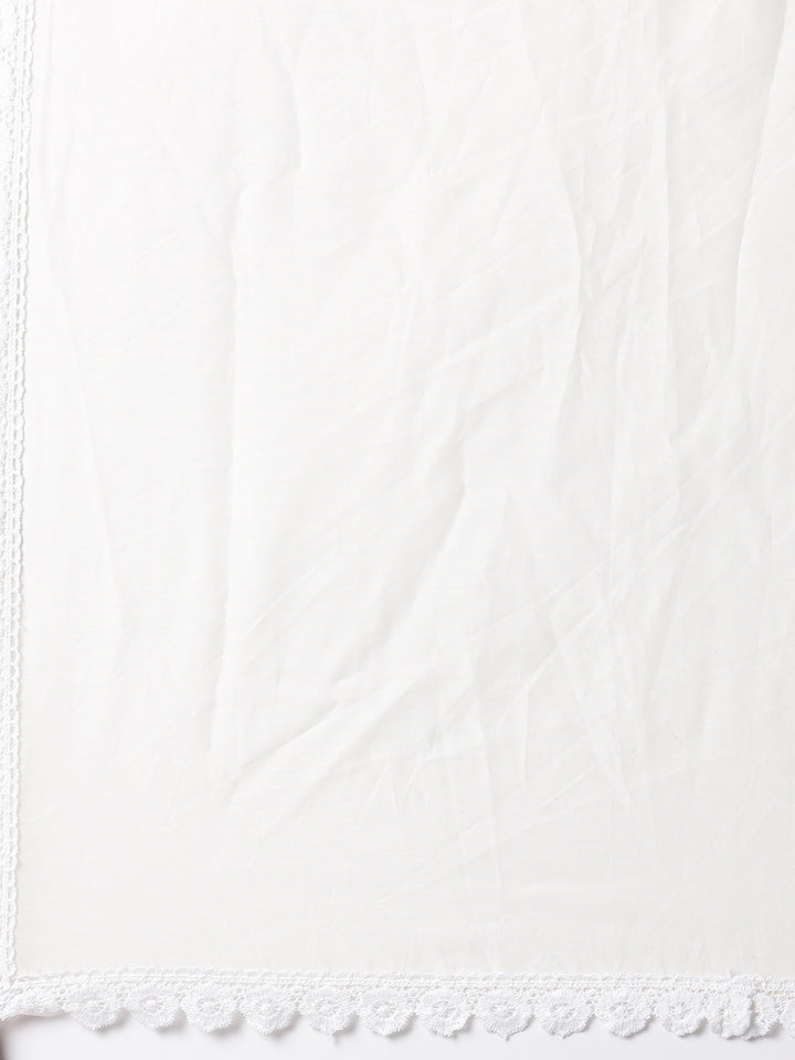 Cream Chanderi Embroidery Three Piece Set