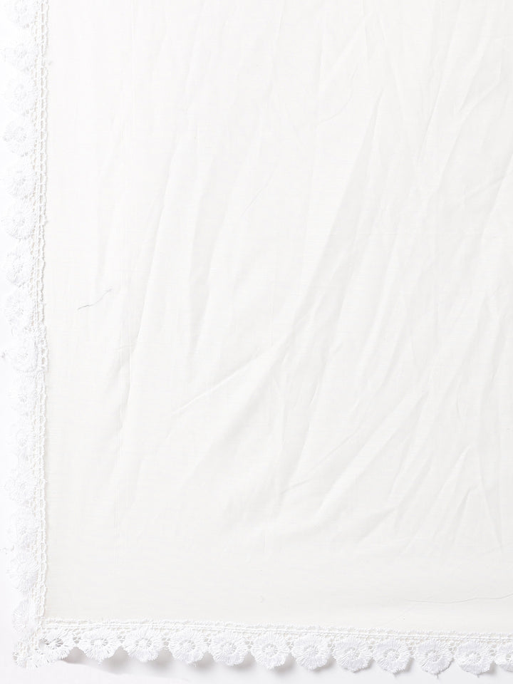 Cream Chanderi Embroidery Three Piece Set