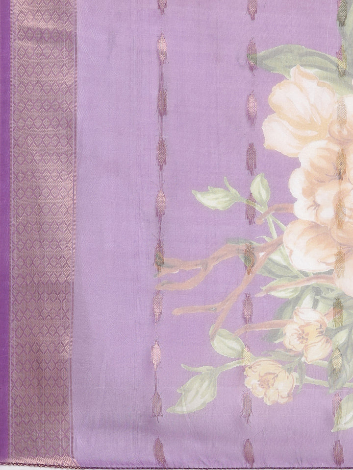 Neerus Purple Solid Straight Kurta and Trousers With Dupatta