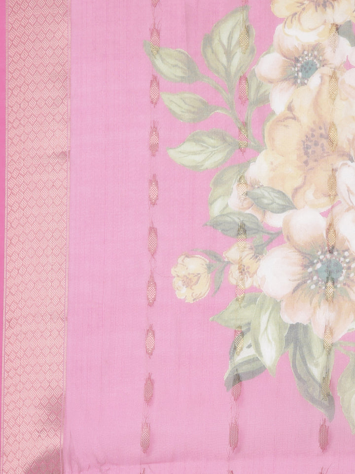 Neerus Pink Solid Straight Kurta and Trousers With Dupatta