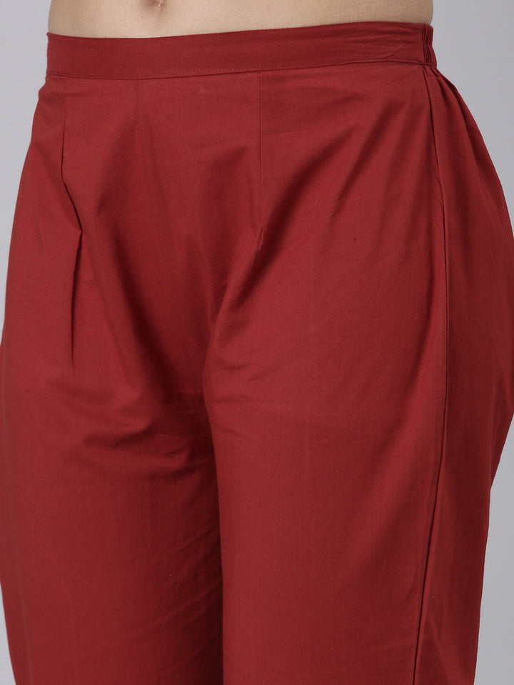 Neerus Brown Casual Printed Straight Kurta and Trousers