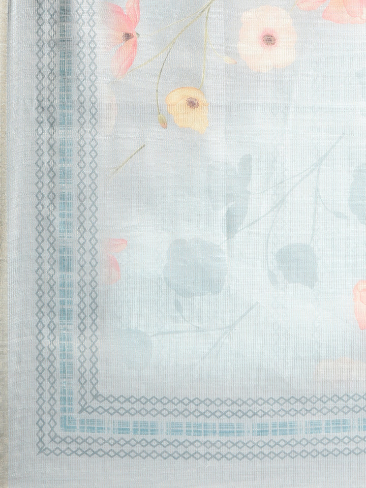 Neerus Mint Printed Straight Kurta and Trousers With Dupatta