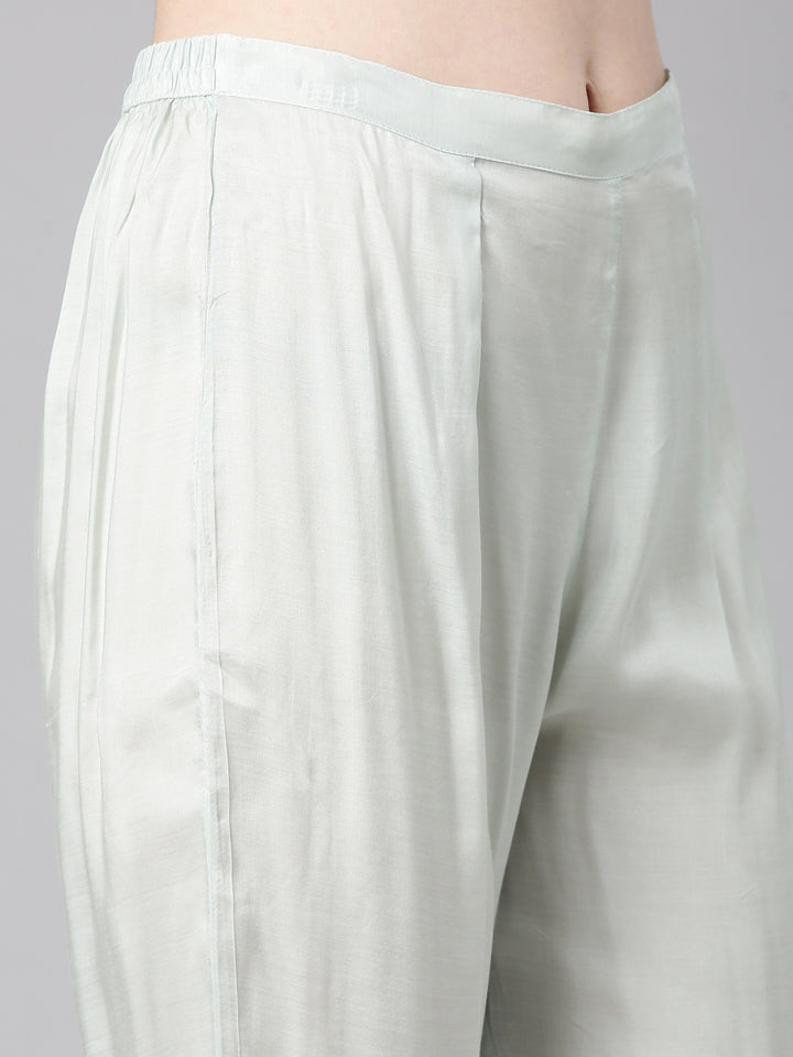 Neerus Mint Printed Straight Kurta and Trousers With Dupatta