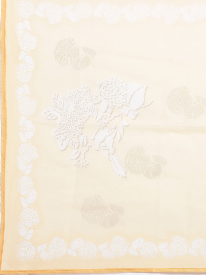 Neerus Mustard Solid Straight Kurta and Trousers With Dupatta