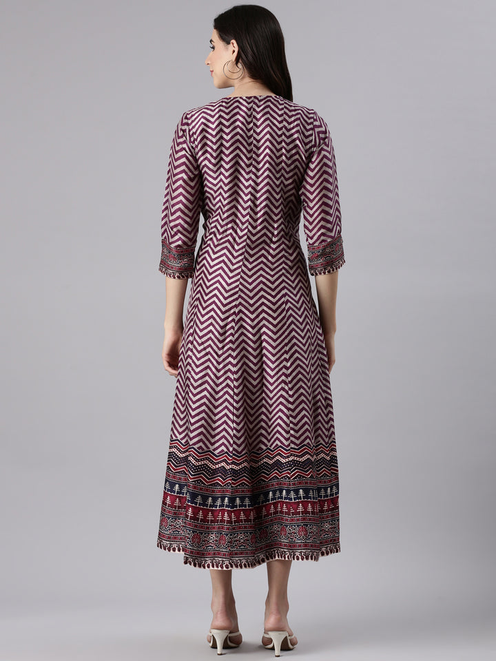 Wine Silk Long Anarkali Kurta