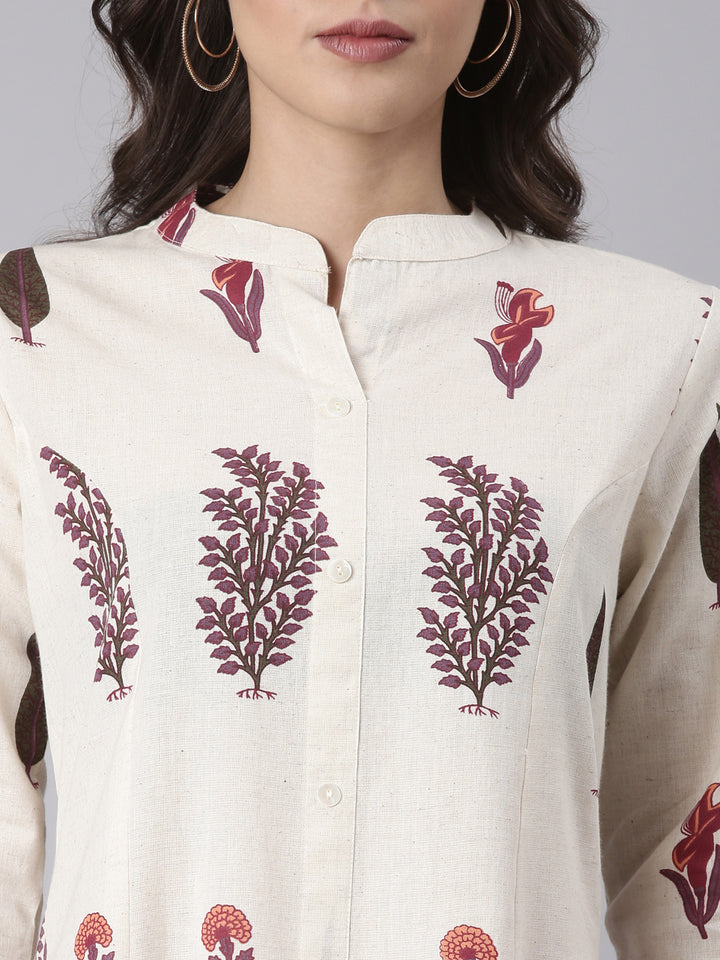 Cream Flex Block Print Two Piece Set