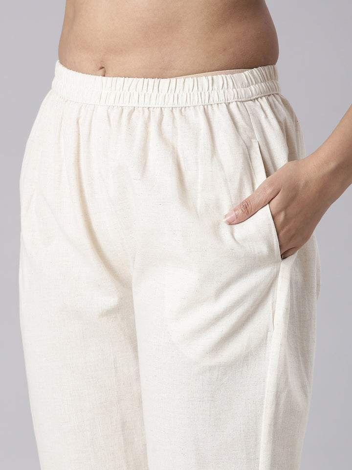 Neerus Purple Printed Straight Kurta and Trousers