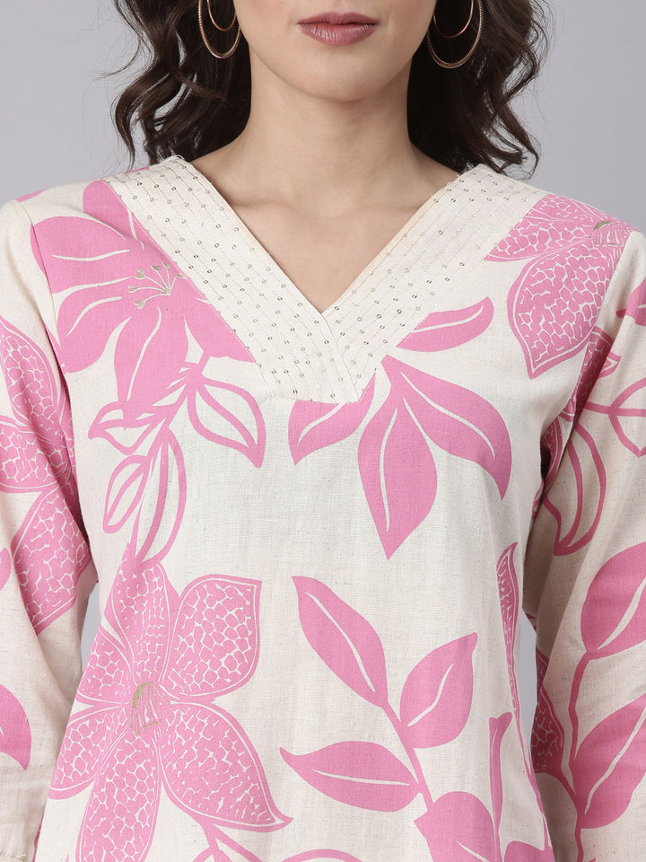 Pink Flex Block Print Two Piece Set