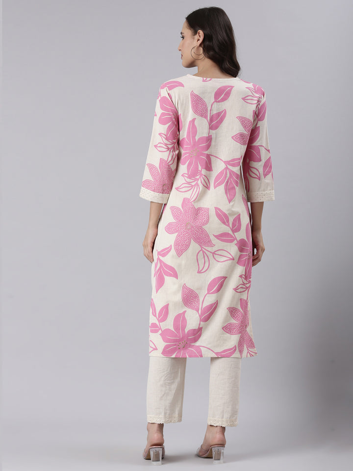 Pink Flex Block Print Two Piece Set