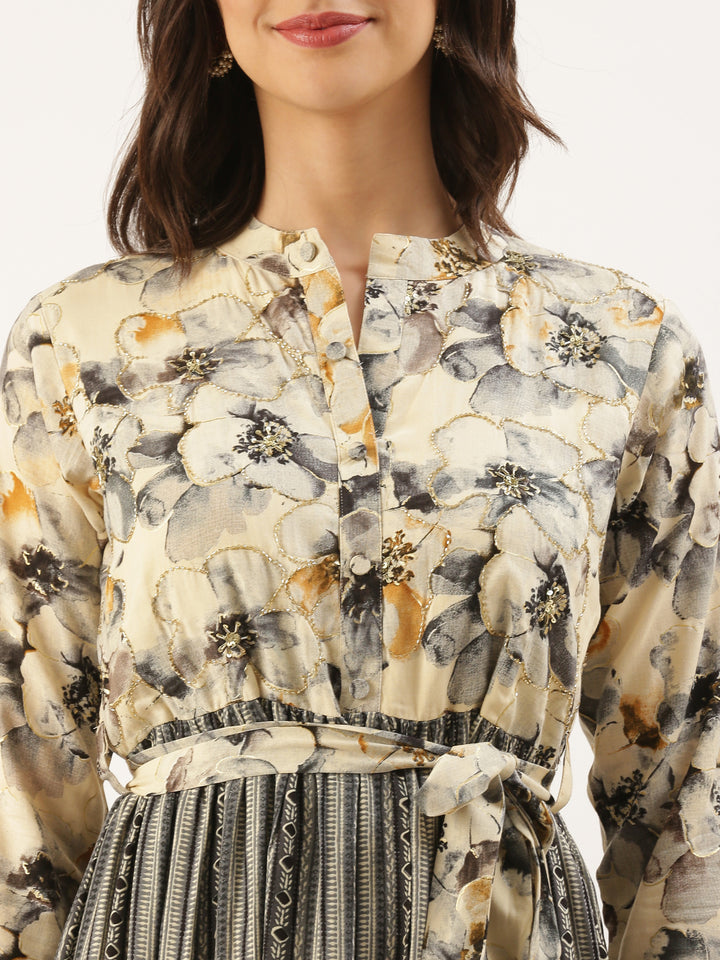 Navy Blue Rayon One Piece Long Gown