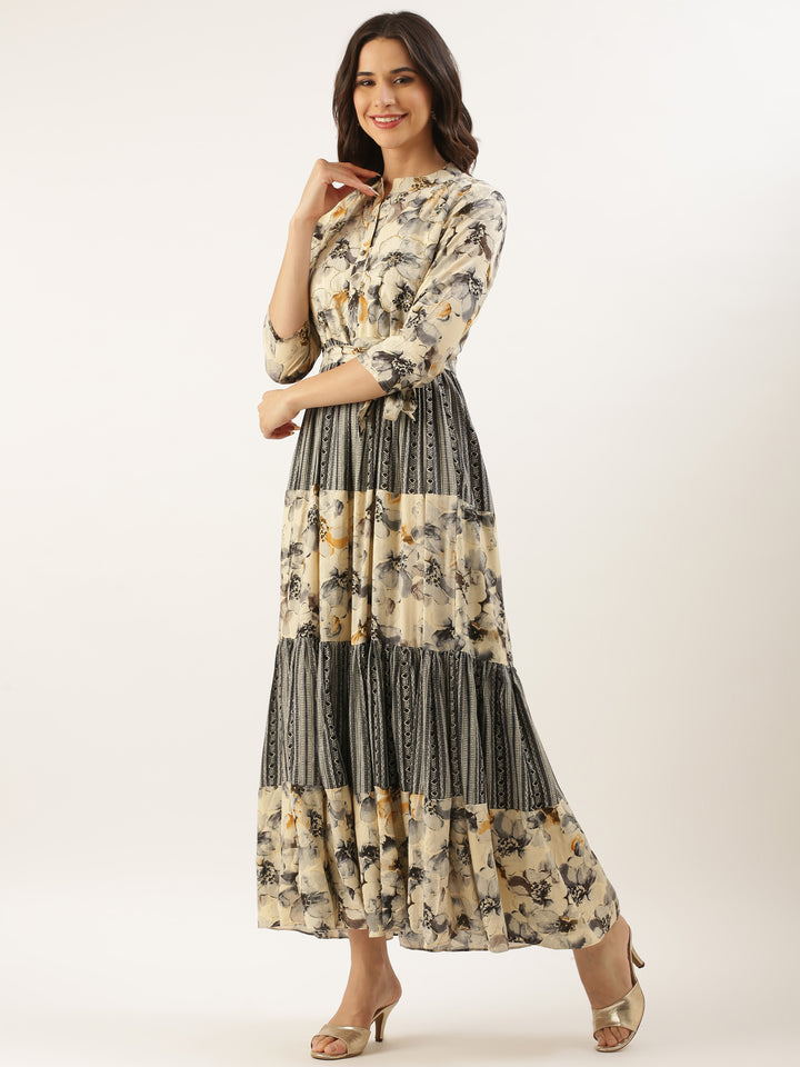 Navy Blue Rayon One Piece Long Gown