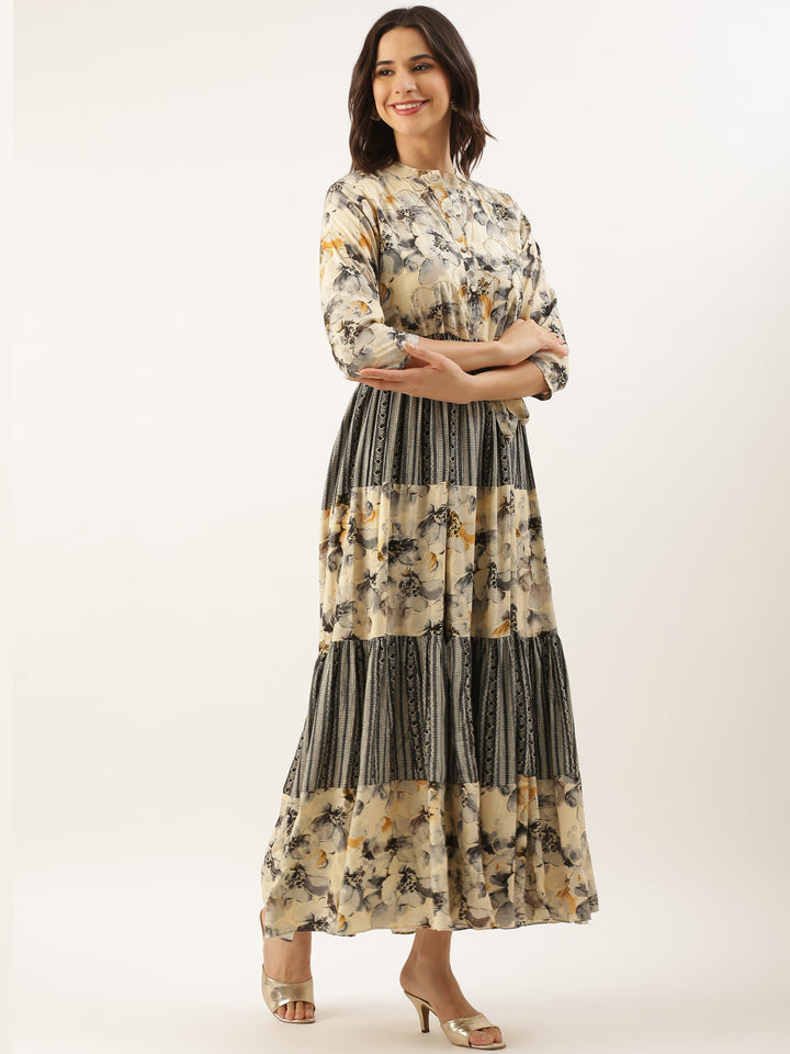 Navy Blue Rayon One Piece Long Gown