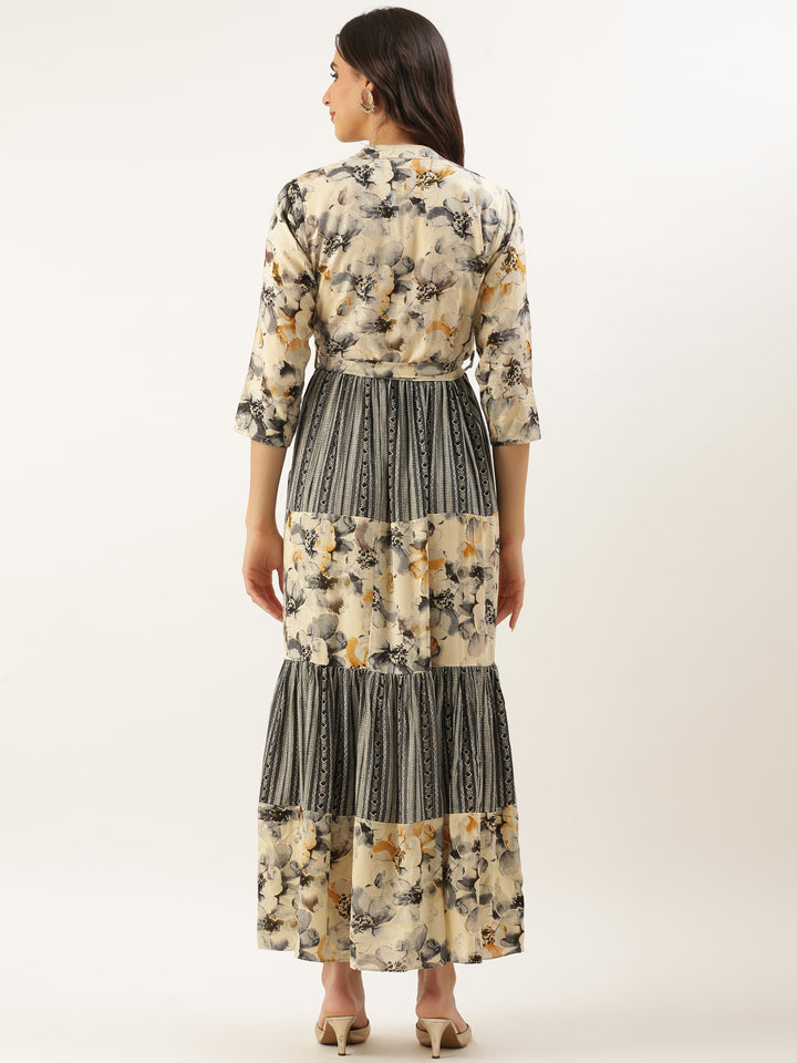 Navy Blue Rayon One Piece Long Gown