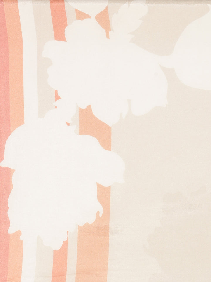 Cream Muslin Floral Printed Three Piece Set