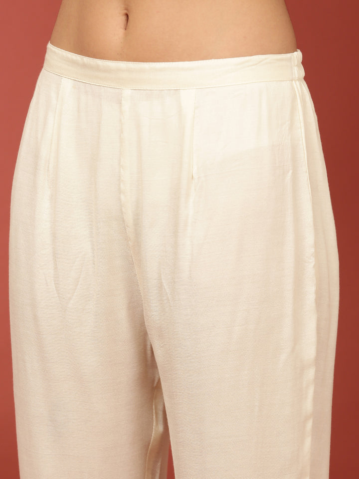 Cream Muslin Printed Two Piece Set