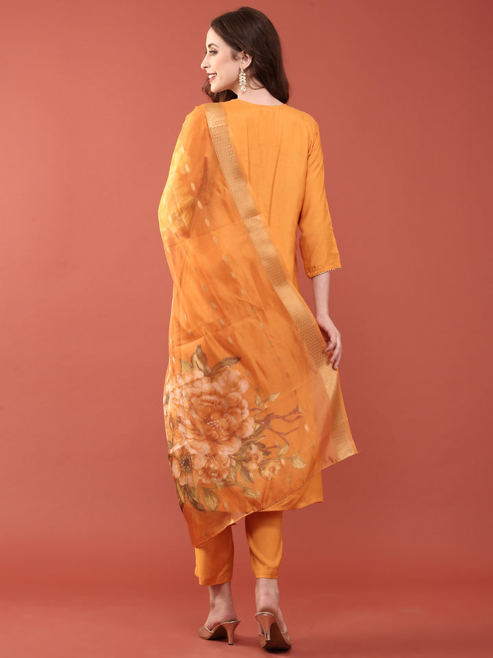 Bright Orange Muslin Three Piece Set