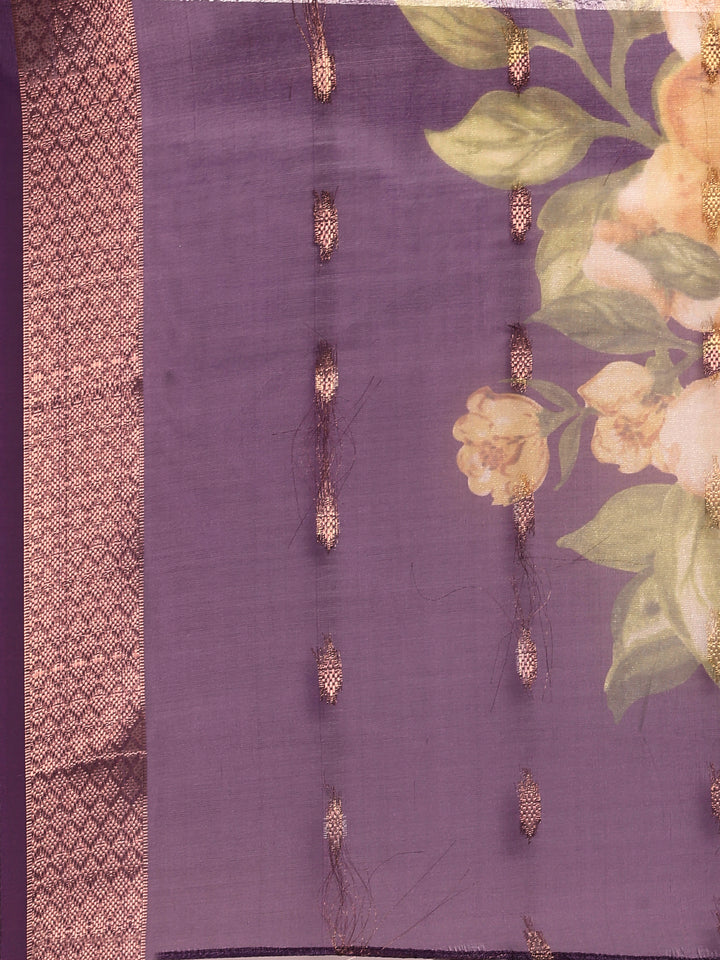 Dark Purple Muslin Three Piece Set