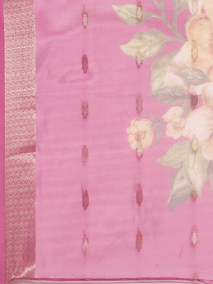 Pink Muslin Three Piece Set