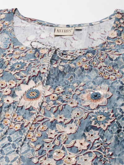 Neerus Green Straight Casual Floral Straight Kurtas