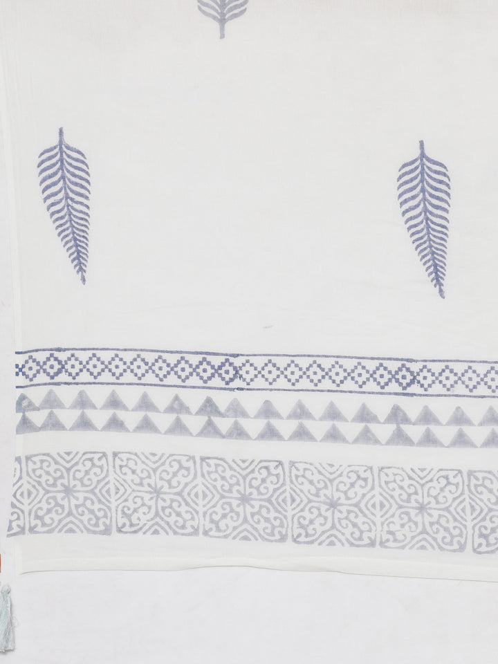 Neerus Blue Printed Anarkali Kurta and Trousers With Dupatta