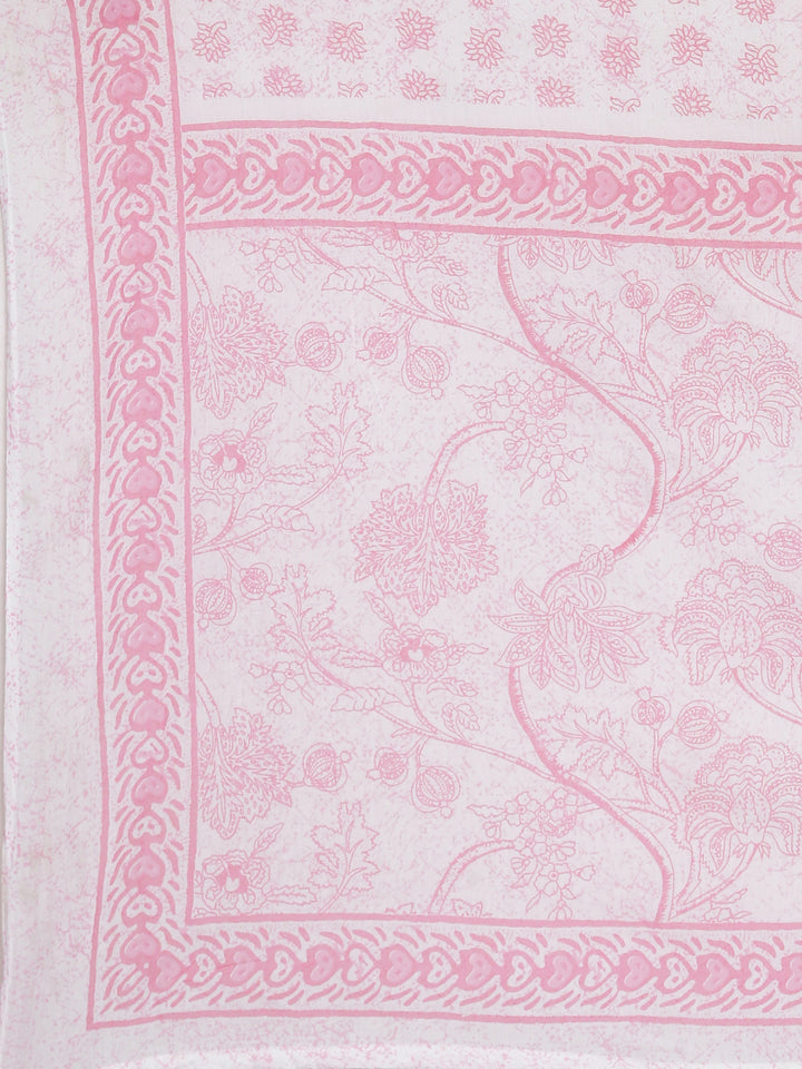 Neerus Pink Printed Anarkali Kurta and Trousers With Dupatta