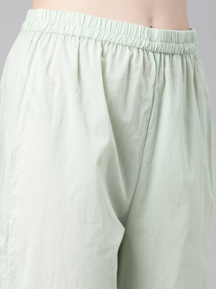 Neerus Pista Printed Anarkali Kurta and Trousers With Dupatta