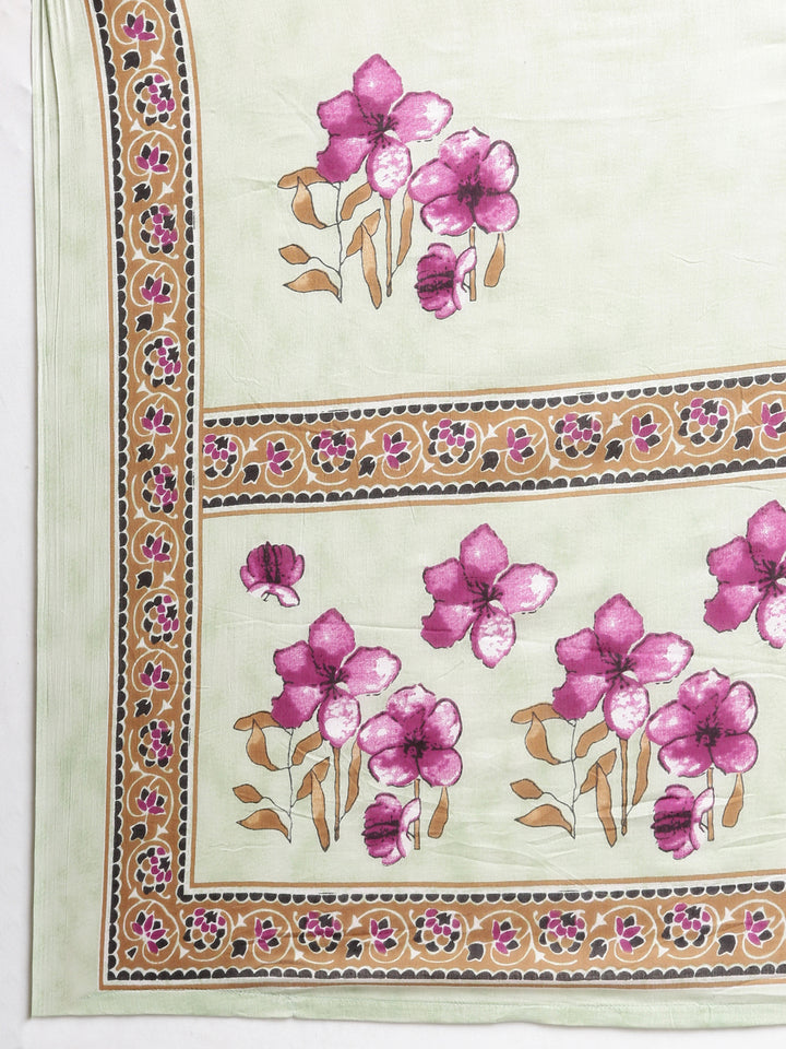 Neerus Pista Printed Anarkali Kurta and Trousers With Dupatta