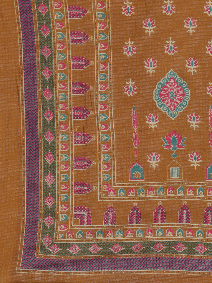 Neerus Gold Solid Straight Kurta and Trousers With Dupatta