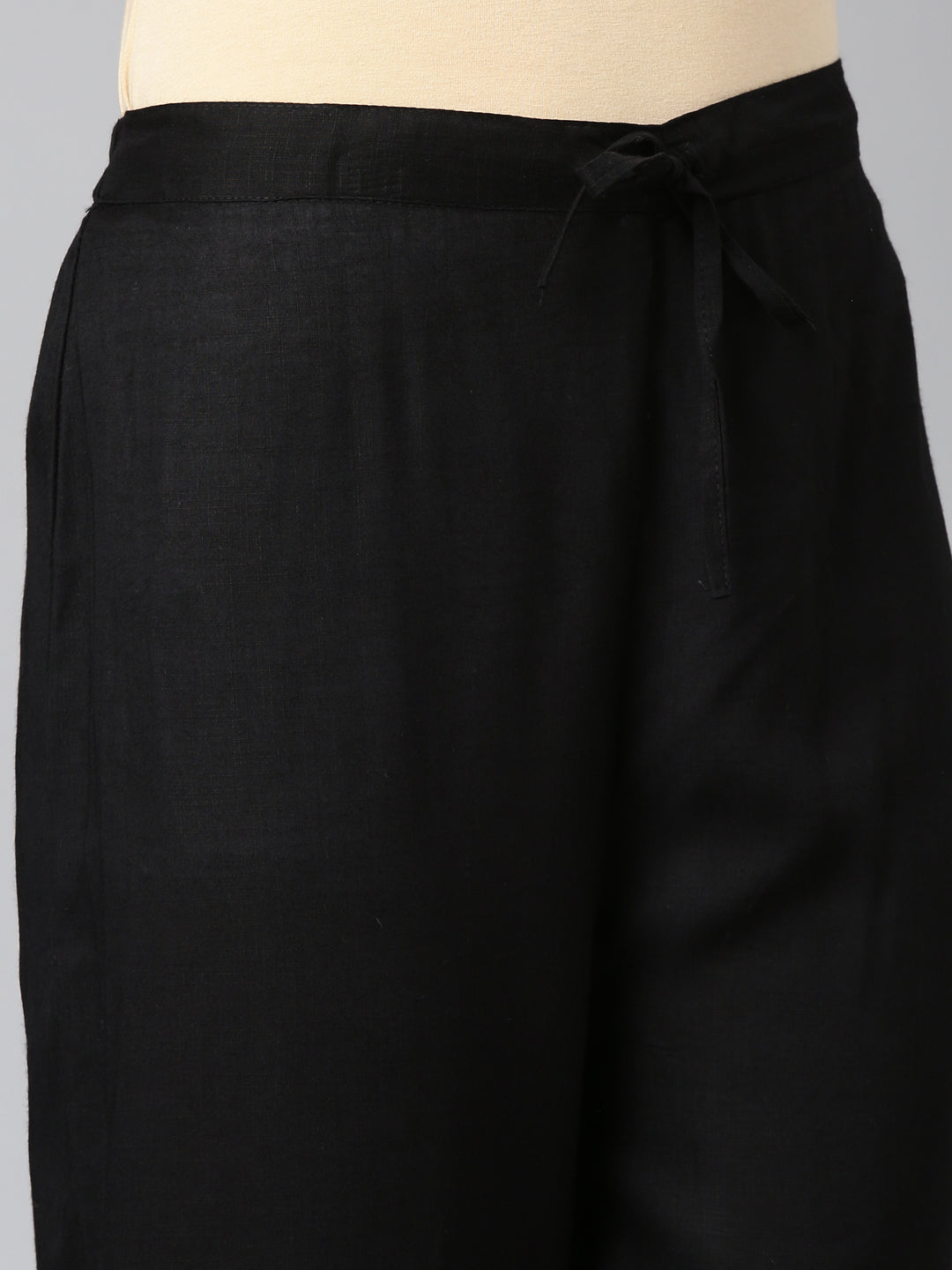 Neerus Black Yoke Design Straight Kurta and Trousers With Dupatta