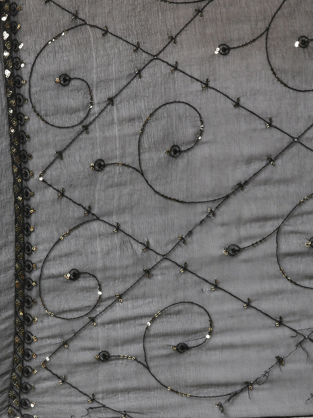 Neerus Black Yoke Design Straight Kurta and Trousers With Dupatta